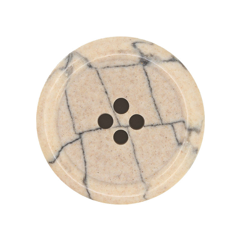 Recycled Plastic 28mm Round Crackle Button - Beige-Camel Primary Image