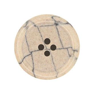 Recycled Plastic 28mm Round Crackle Button - Beige-Camel