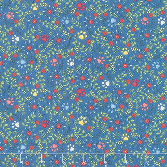 Hat on a Cat - Pawprint Floral Navy Yardage