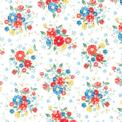 Forget-Me-Not - Gathered Bunches White Yardage