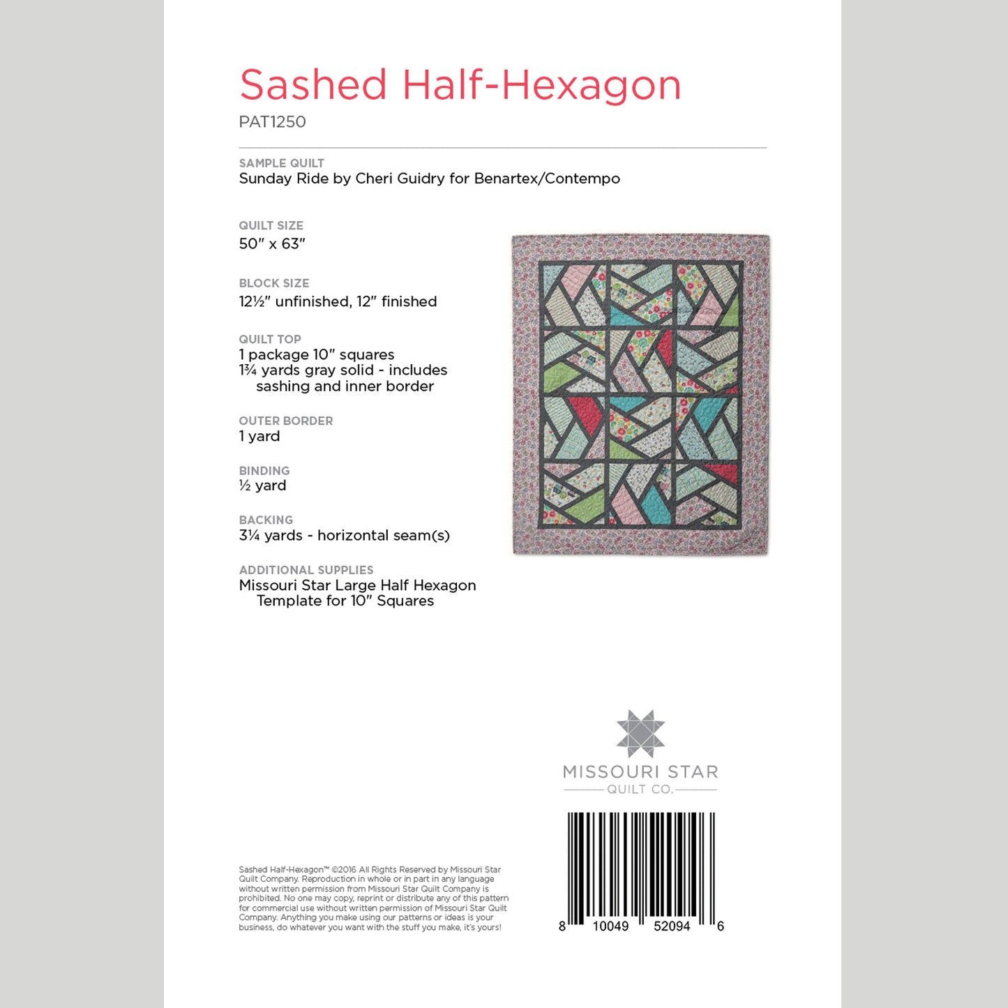 Digital Download - Sashed Half Hexagon Pattern by Missouri Star Alternative View #1
