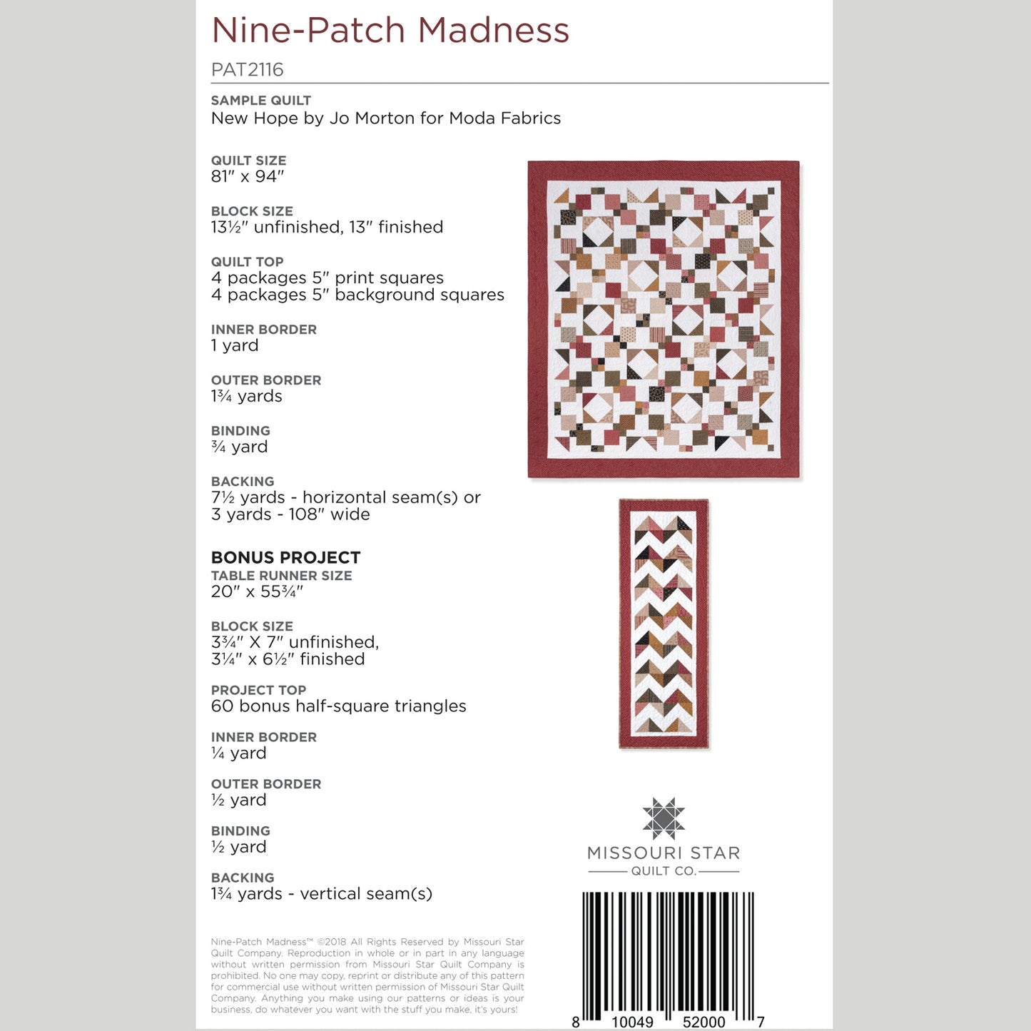 Digital Download - Nine-Patch Madness Quilt Pattern by Missouri Star Alternative View #1