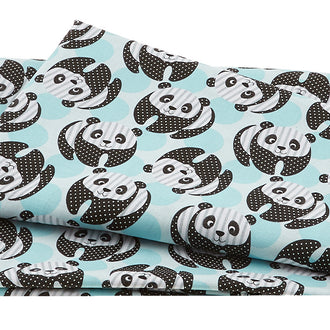 At The Zoo - Tossed Panda Bear Blue 2 Yard Cut