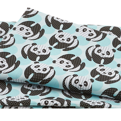 At The Zoo - Tossed Panda Bear Blue 2 Yard Cut