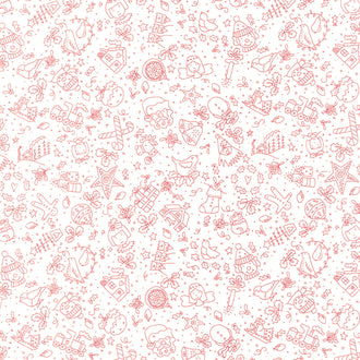 Redwork Christmas - Small Christmas Motifs Cream Yardage
