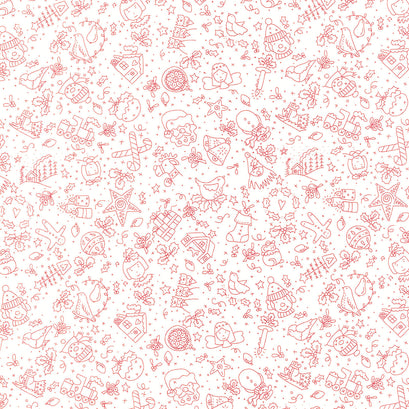 Redwork Christmas - Small Christmas Motifs Cream Yardage