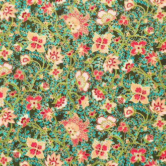 Jeweled Leaves - Floral Meadow Metallic Yardage