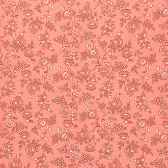 Chocolate Covered Cherries - Fancy Leaves Pink Yardage
