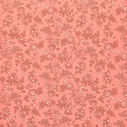 Chocolate Covered Cherries - Fancy Leaves Pink Yardage