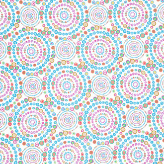 In Motion Small Circle Spiral - White Multi Yardage