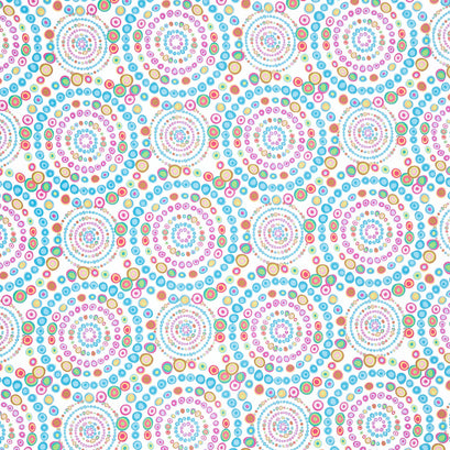 In Motion Small Circle Spiral - White Multi Yardage