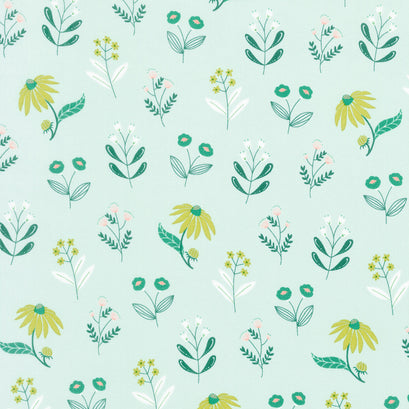 Moonlit Garden - Wild Blooms Mint Yardage