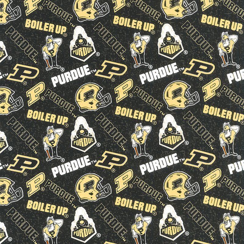NCAA - Purdue Tone on Tone Black Yardage