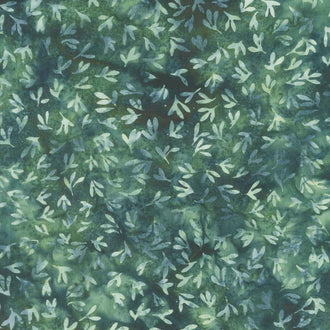 Natural Healing Batiks - Mini Leaves Teal Jade Yardage