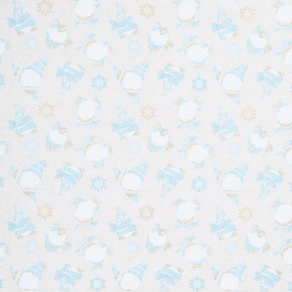 I Love Sn'Gnomies - Skiing Gnomes Beige Flannel Yardage