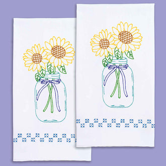 Sunflowers Embroidery Hand Towel Set