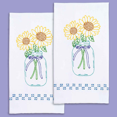 Sunflowers Embroidery Hand Towel Set