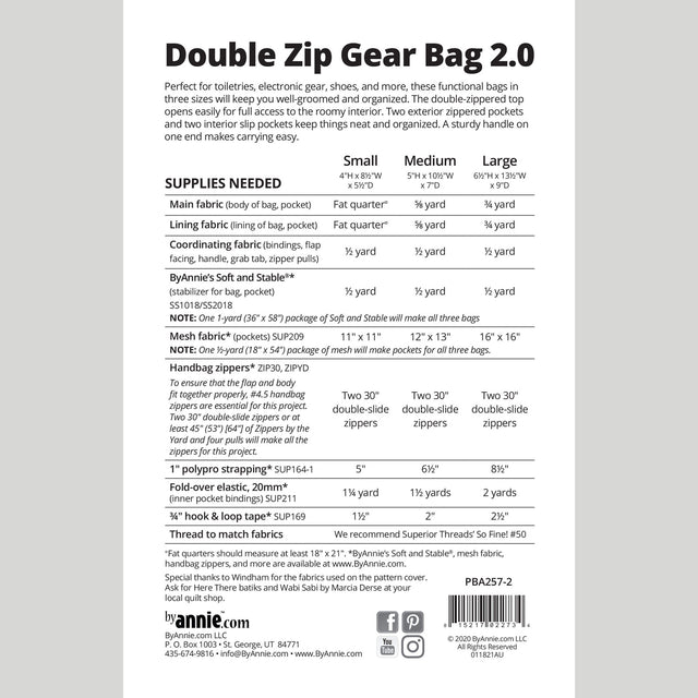 Double Zip Gear Bag 2.0 Pattern