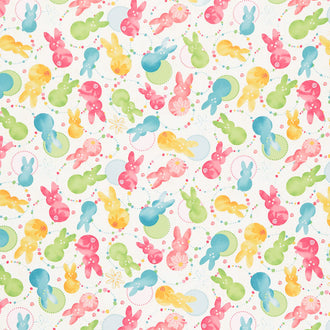 I'm All Ears - Tossed Bunnies White Yardage