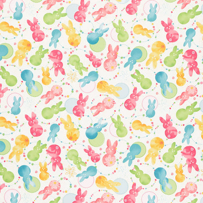 I'm All Ears - Tossed Bunnies White Yardage
