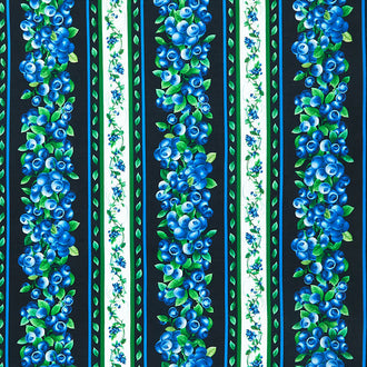 Blueberry Delight - Blueberries 11" Stripe Navy Yardage