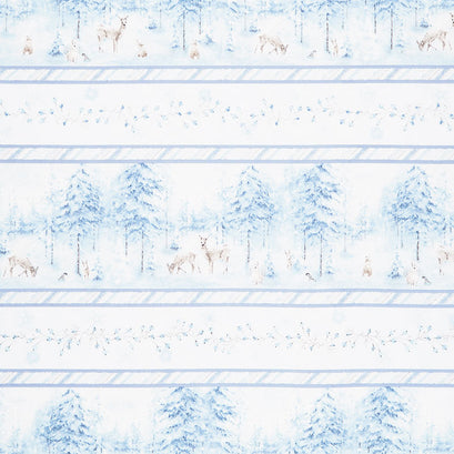 Woodland Frost - Forest Animals Repeating Stripe Multi Yardage