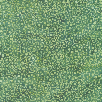 Holiday At Home Batiks - Dot Swirl Green Pineneedle Yardage