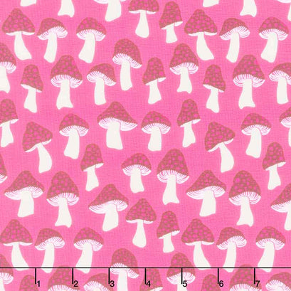 Firefly - Mushrooms Rose Metallic Yardage