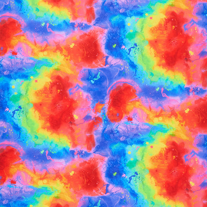 Untamed Beauty - Abstract Floral on Texture Rainbow Yardage
