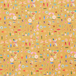 Flora and Fun - Insects Mustard Yardage Primary Image