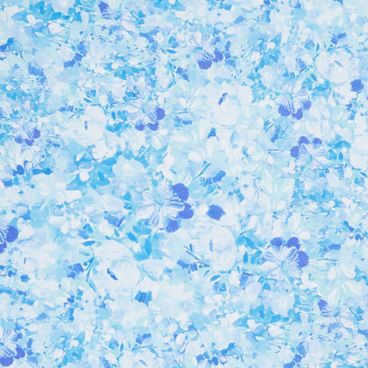 Painterly Petals - Meadow Floral Blue Yardage