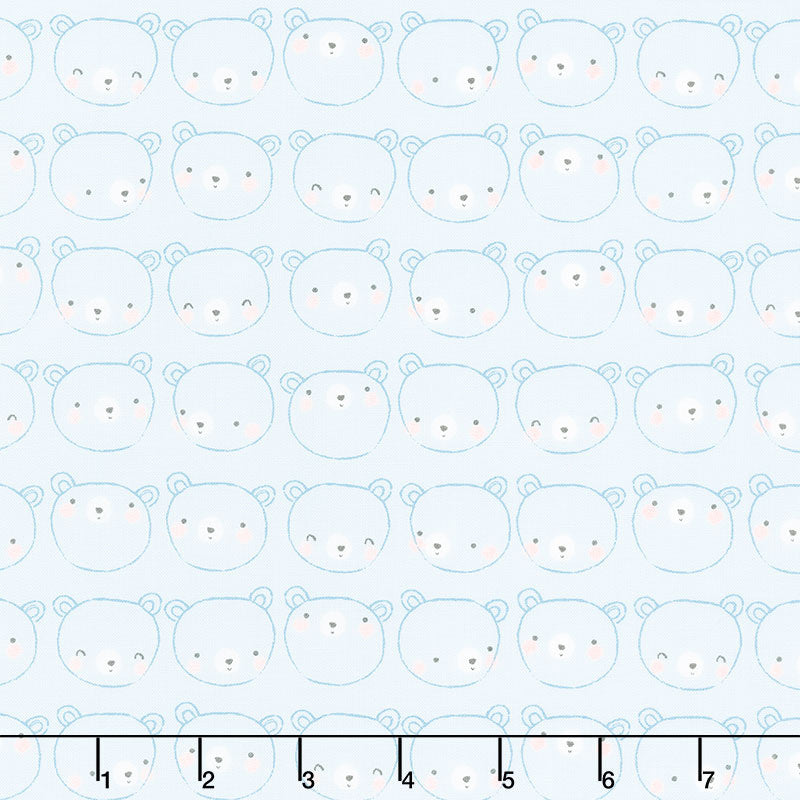 D is for Dream - Bear Face Blue Yardage Primary Image