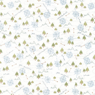 The Mountains are Calling - Mixed Media Mountain Trail Cream Flannel Yardage