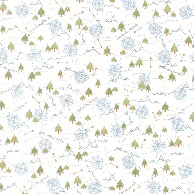 The Mountains are Calling - Mixed Media Mountain Trail Cream Yardage Primary Image