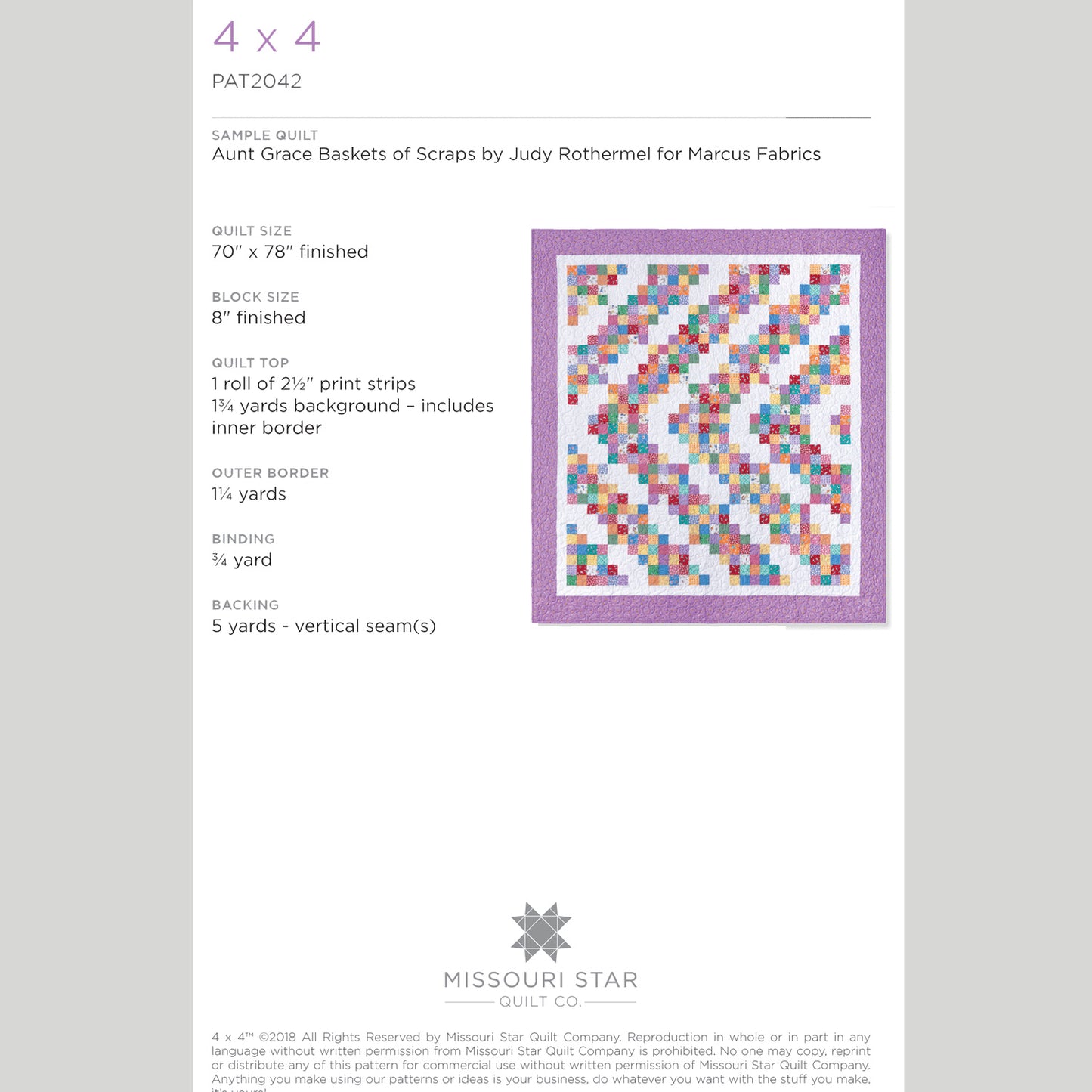 Digital Download - 4 x 4 Quilt Pattern by Missouri Star Alternative View #1