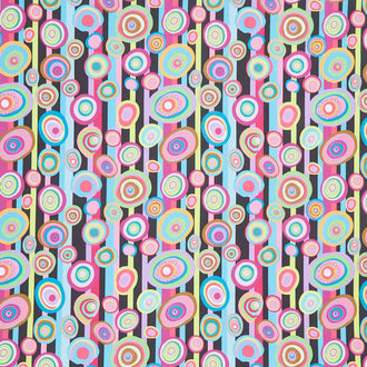 In Motion Lines with Circles - Black Multi Yardage
