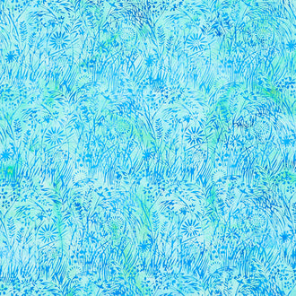 Morning Glory Batiks - Meadow Grass Teal Chameleon Yardage