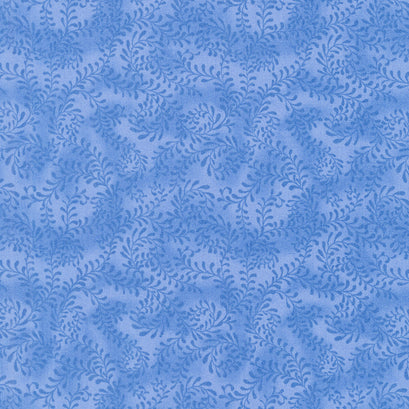 Wilmington Essentials - Swirling Leaves Light Royal Blue Yardage
