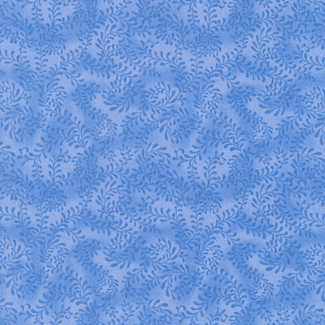 Wilmington Essentials - Swirling Leaves - Light Royal Blue Yardage Primary Image