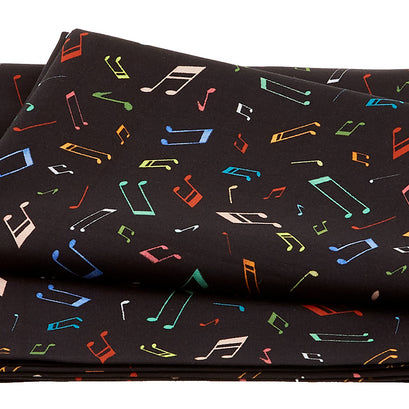 Woodland Musicians - Musical Notes Black 2 Yard Cut