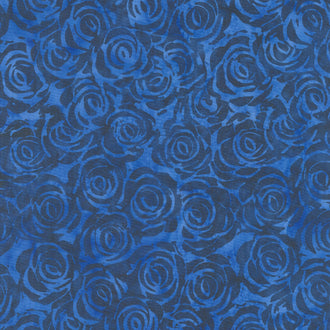 Dutchy Blues Batiks - Rosebush Blue Yardage