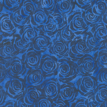 Dutchy Blues Batiks - Rosebush Blue Yardage