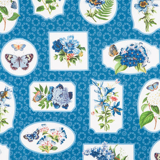 Something Blue - Floral Medallions Dark Blue Multi Yardage