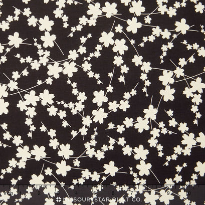 Moon Flower - Blossom Silhouette Black/Cream Yardage