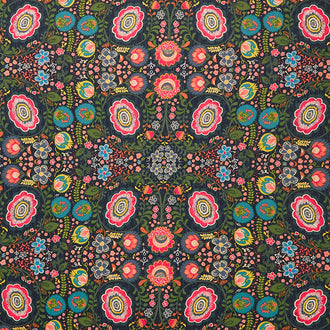 Art Gallery Canvas - Indie Folk Khokhloma Gloom Blue Yardage