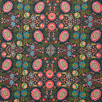 Art Gallery Canvas - Indie Folk Khokhloma Gloom Blue Yardage