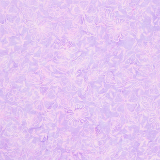 Tonga Batiks - Flutter Medium Tropical Flowers Lilac Yardage