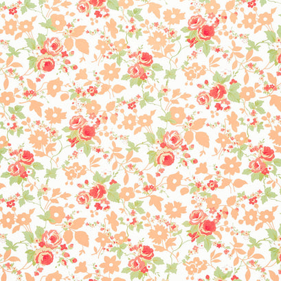 Fruit Cocktail - Summer Floral Ice Cream Tangerine Yardage