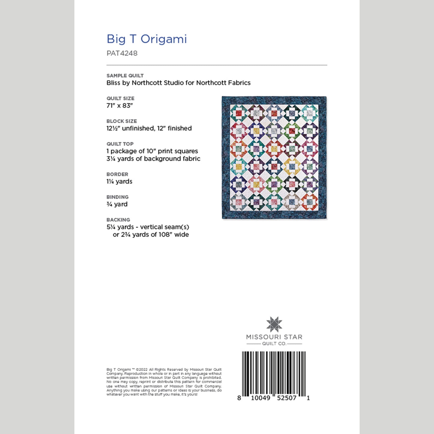 Digital Download - Big T Origami Quilt Pattern by Missouri Star Alternative View #1