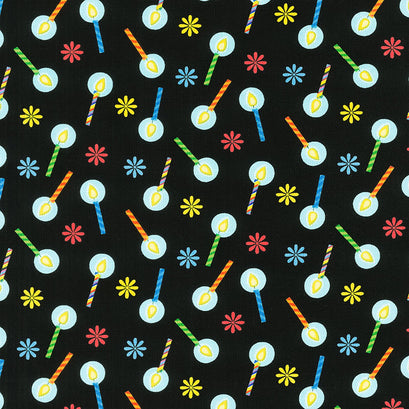 Party Time - Tossed Birthday Candles Multi Yardage
